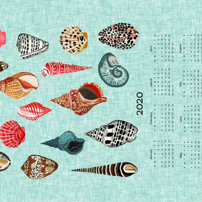 2020 shells tea towel calendar - shells by andrea lauren