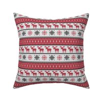 (small scale) fair isle moose (red) || winter knits