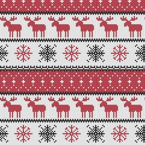 (small scale) fair isle moose (red) || winter knits