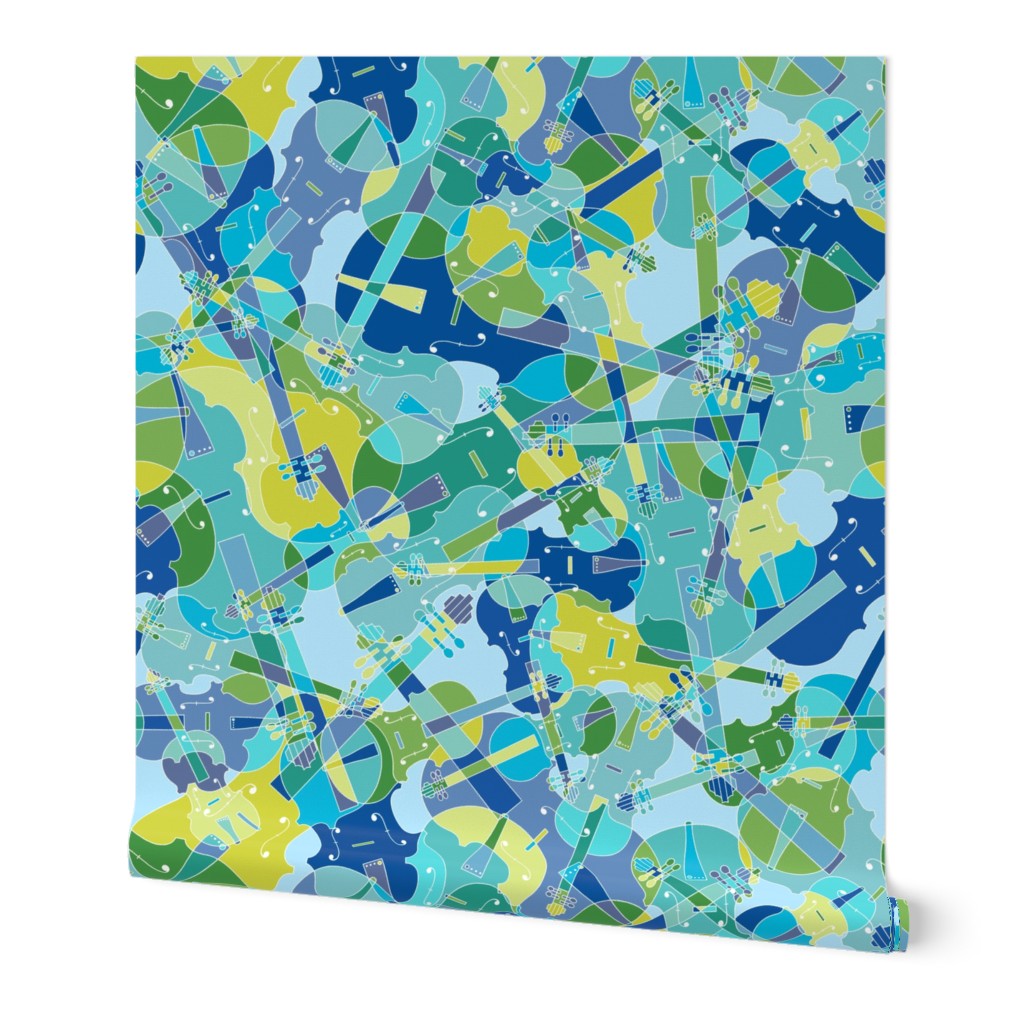 scattered violins in blue and green (version 2)