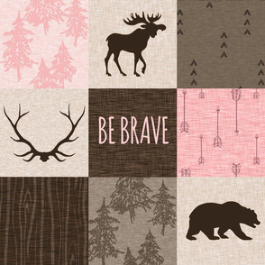 Be Brave Patchwork- Pink and Brown
