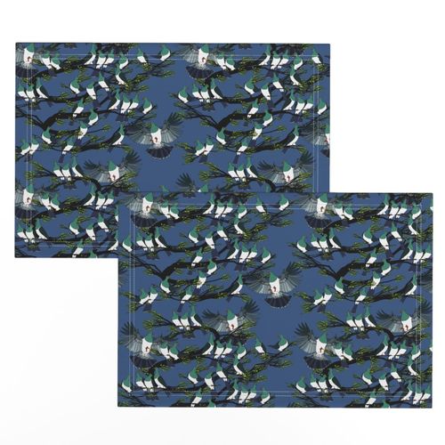 Kereru tile rich blue sky black branches