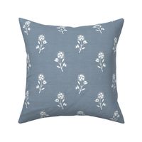 White Meadow Floral Linen Blue Grey // standard
