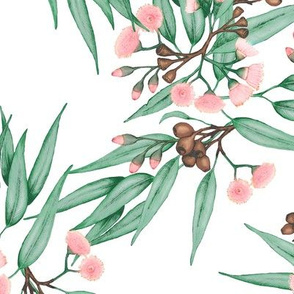 Eucalyptus Pink Blush, Dark Green, LARGE