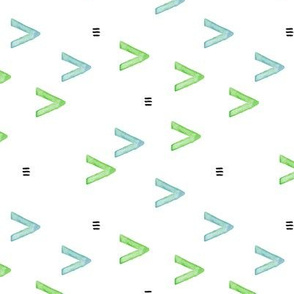 Watercolor arrows and aztec abstract pattern green blue