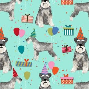 schnauzer birthday party dog breed fabric mint