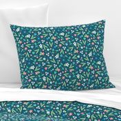 Ditsy Spring Flowers Blue - larger scale