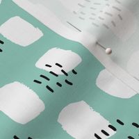 Abstract Scandinavian white spots textured raw brush and ink strokes mint green