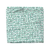 Abstract Scandinavian white spots textured raw brush and ink strokes mint green