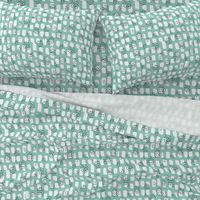 Abstract Scandinavian white spots textured raw brush and ink strokes mint green