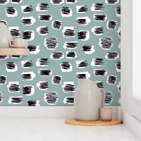 Modern abstract trend Scandinavian style brush spots and scribblings raw ink stone gray