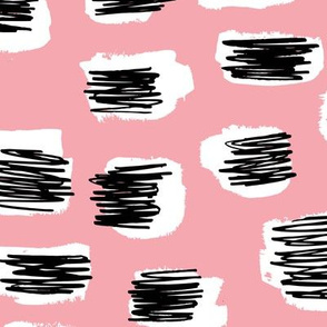 Modern abstract trend Scandinavian style brush spots and scribblings raw ink pink