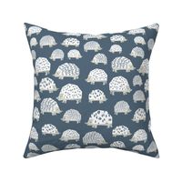 linocut hedgehog // fabric nursery kids woodland nature animals payne's grey