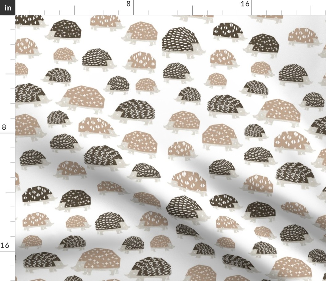 linocut hedgehog // fabric nursery kids woodland nature animals natural