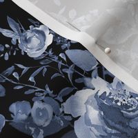 8" Blue Florals / Black
