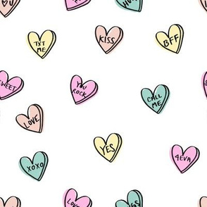 valentines candy hearts cute valentines day fabric love white