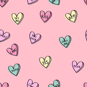 valentines candy hearts cute valentines day fabric love pink