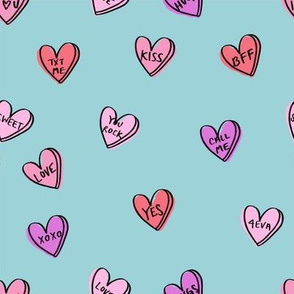 valentines candy hearts cute valentines day fabric love blue