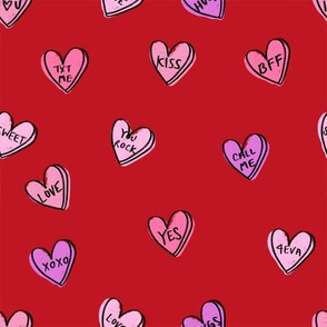 valentines candy hearts cute valentines day fabric love red