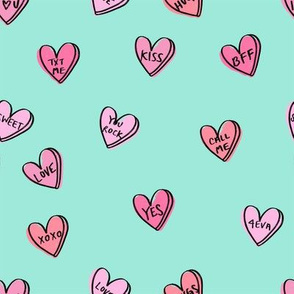 valentines candy hearts cute valentines day fabric love mint