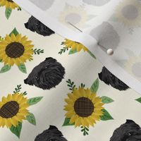 affenpinscher sunflower floral dog fabric pattern dog heads cream