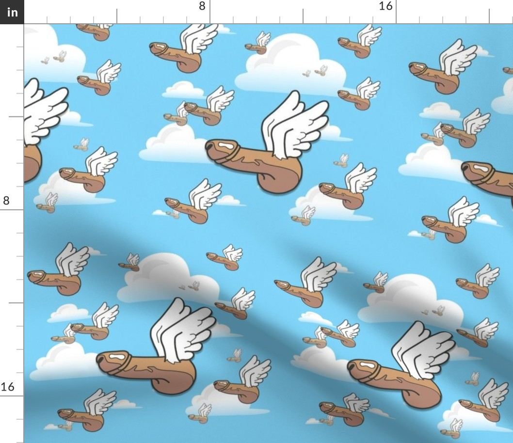 Wolken, Flügel, Sex, Penis, fliegend, erotisch, Stolz, Fetisch, Viel Glück,  queer, Erotik, Fruchtbarkeit Stoffe | Spoonflower