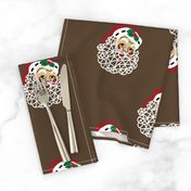 Christmas Geometric Santa in Manger Brown Brown