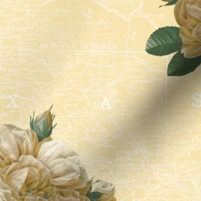 Redoute Yellow Rose of Texas _ Dusty Trails ~ White on Country House 