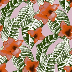 tropical-flower-and-palm-leaf-design-on-pink