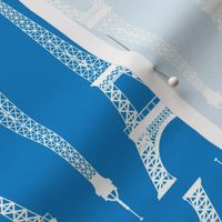 Six Inch White Eiffel Tower on Turquoise Blue
