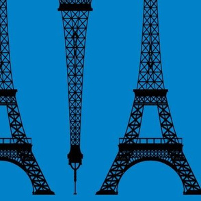 Twelve Inch Black Eiffel Tower on Turquoise Blue