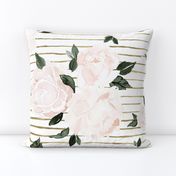 vintage blush floral gold stripe