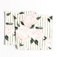 vintage blush floral gold stripe