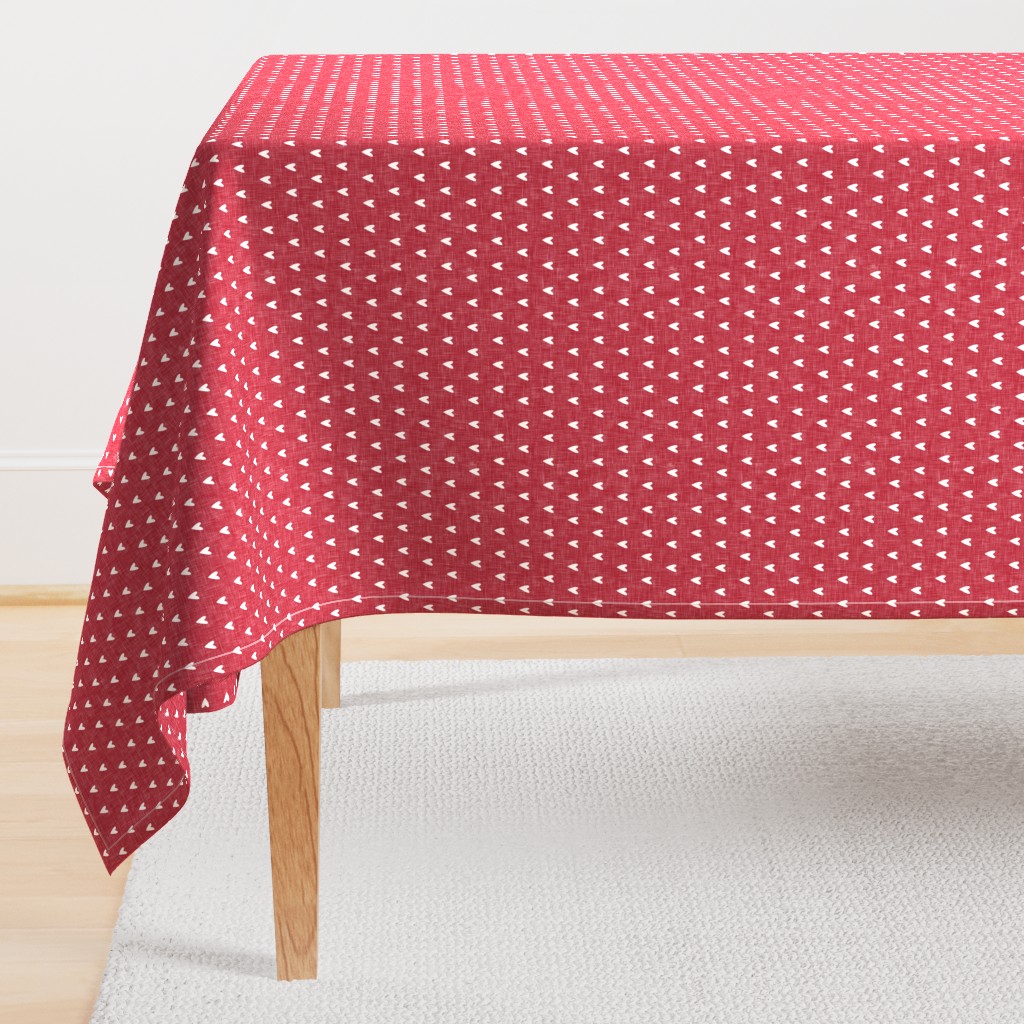 hearts on red linen || valentines day