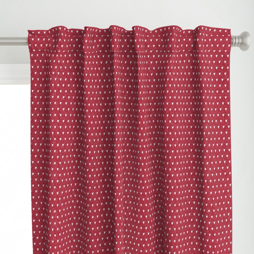 hearts on red linen || valentines day