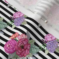 Watercolour floral on stripe Small