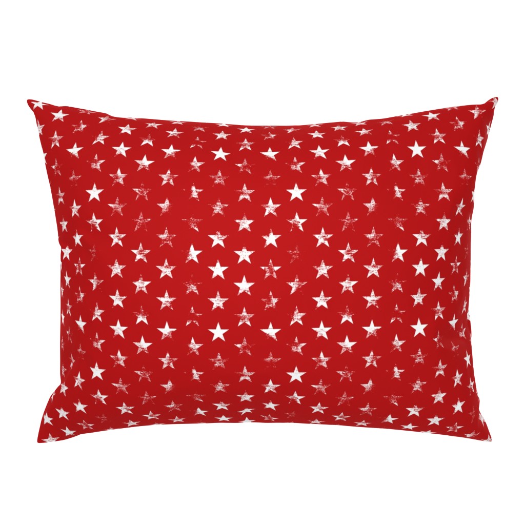 Distressed White Stars on Red (Grunge Vintage 4th of July American Flag Stars)