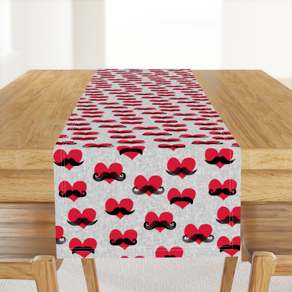 mustache hearts - Valentine's Day fabric