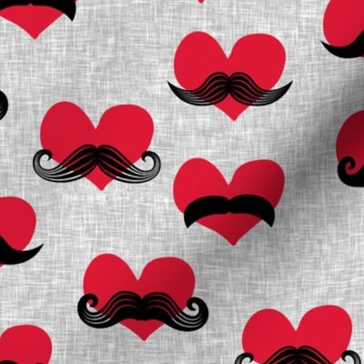 mustache hearts - Valentine's Day fabric