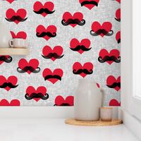 mustache hearts - Valentine's Day fabric