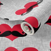 mustache hearts - Valentine's Day fabric