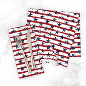 Distressed Navy Stars on Red Stripes (Grunge Painted Vintage Distressed 4th of July American Flag Stripes)