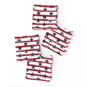 Distressed Navy Stars on Red Stripes (Grunge Painted Vintage Distressed 4th of July American Flag Stripes)