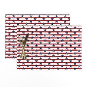 Distressed Navy Stars on Red Stripes (Grunge Painted Vintage Distressed 4th of July American Flag Stripes)