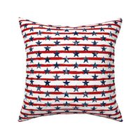 Distressed Navy Stars on Red Stripes (Grunge Painted Vintage Distressed 4th of July American Flag Stripes)