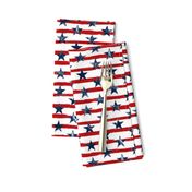 Distressed Navy Stars on Red Stripes (Grunge Painted Vintage Distressed 4th of July American Flag Stripes)