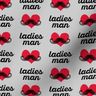 ladies man - grey - mustache fabric