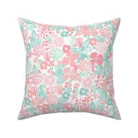 spring floral // botanical florals nature fabric fresh blooms white mint pink