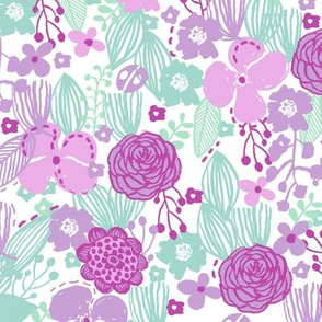 spring floral // botanical florals nature fabric fresh blooms white lavender