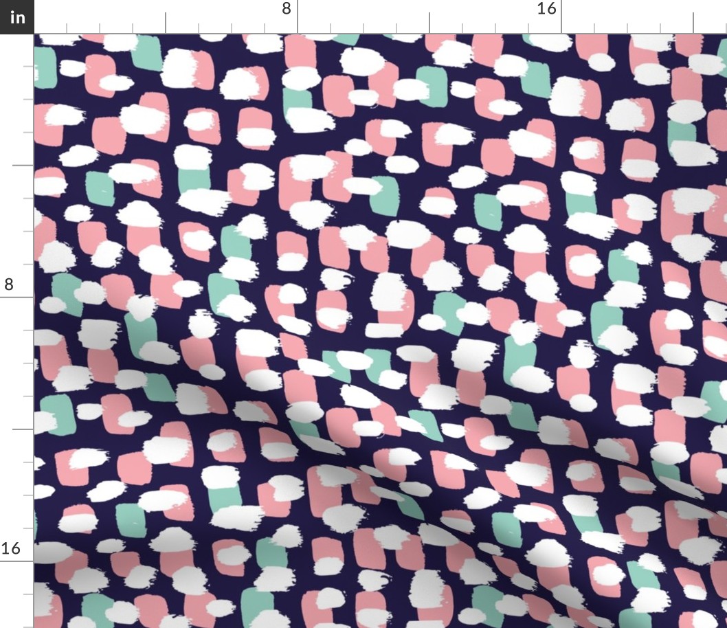 Modern brush spots mix abstract Scandinavian style trend pattern navy pink mint